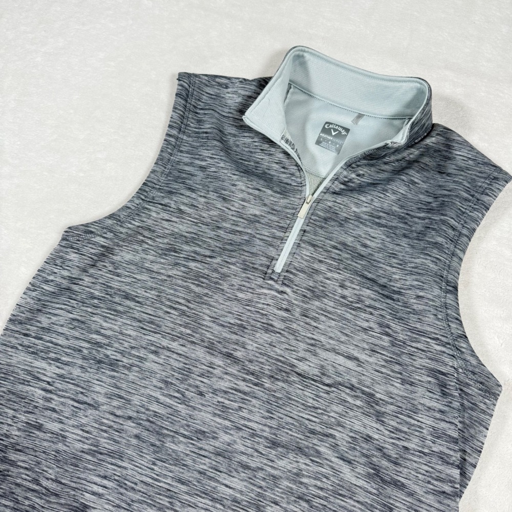 Callaway Weather Series Mens Golf Vest Heathered Gray‎ 1/4 Zip Sleeveless Large
